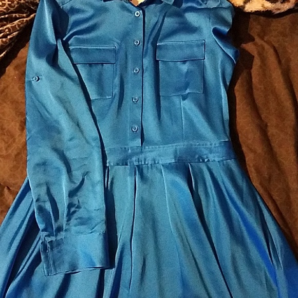 silk  royal blue dress - Picture 1 of 2